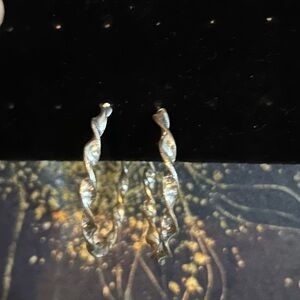 Chic Twisted Silver Hoop Earrings